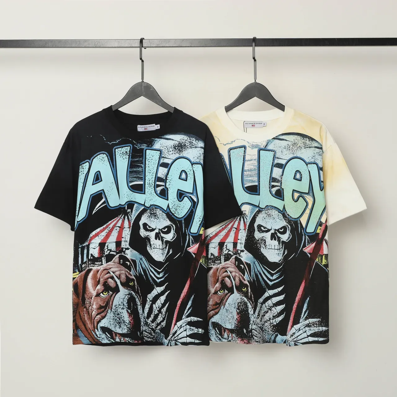 Oversized Skull and Bulldog Graphic Print T-Shirt 2