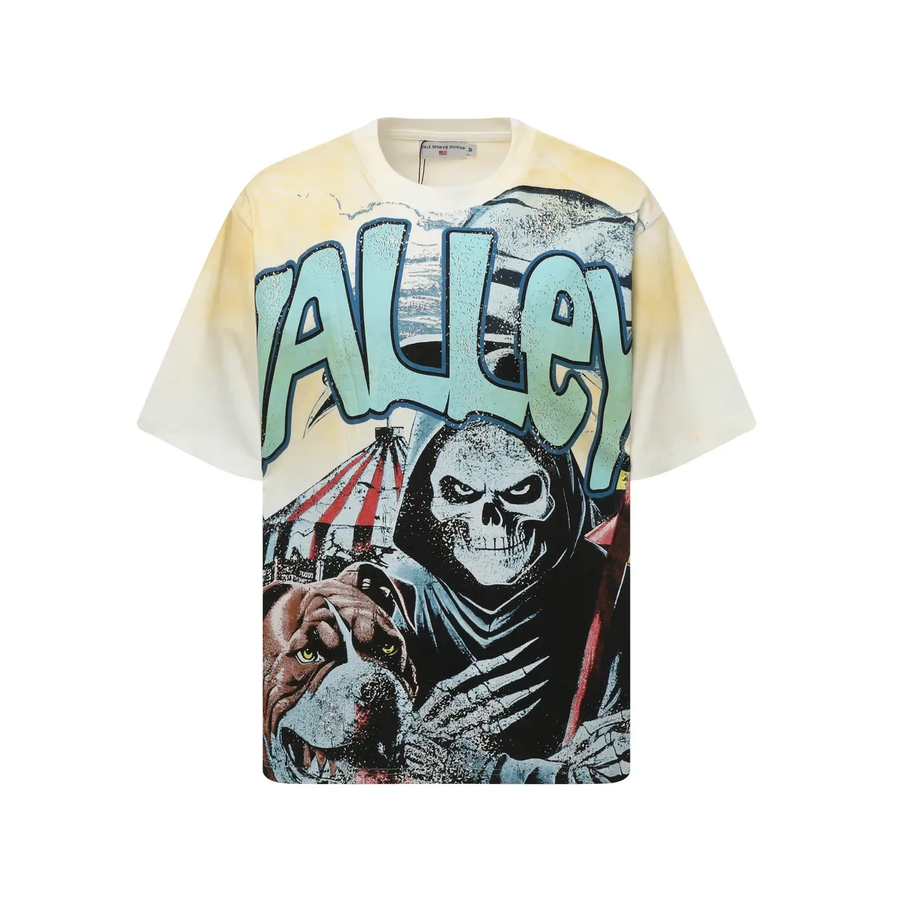 Oversized Skull and Bulldog Graphic Print T-Shirt 3