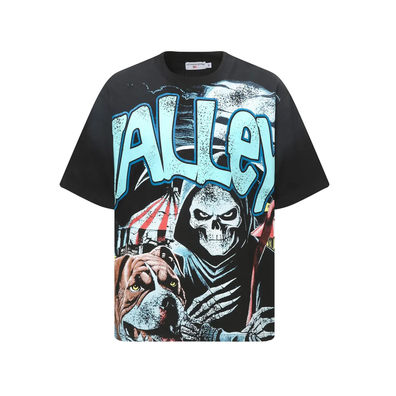 Oversized Skull and Bulldog Graphic Print T-Shirt 5