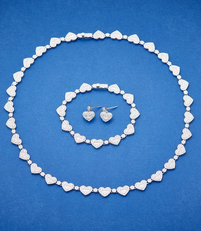 Pavé Heart Link Silver-Tone Necklace 5