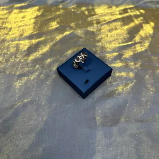 Pavé-Set خاتم نمط هندسي أسود وأبيض