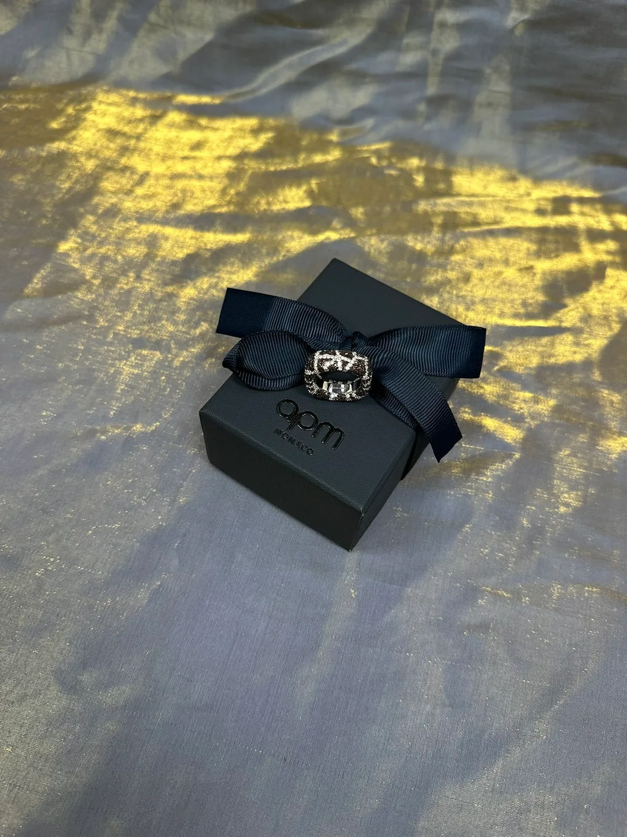 Pavé-Set কালো এবং সাদা জ্যামিতিক প্যাটার্ন রিং 7