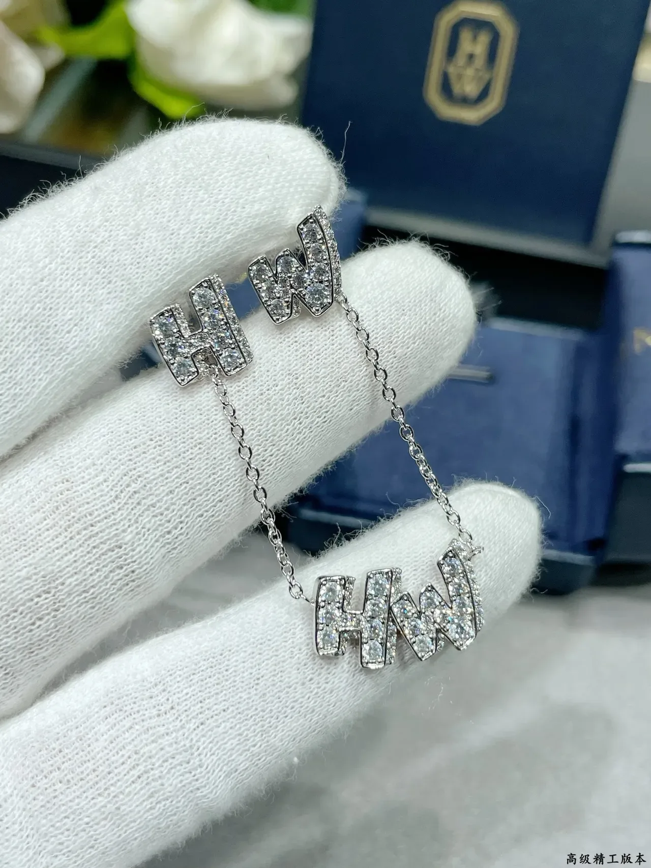 Pave-Set Initial Monogram Pendant Necklace 3