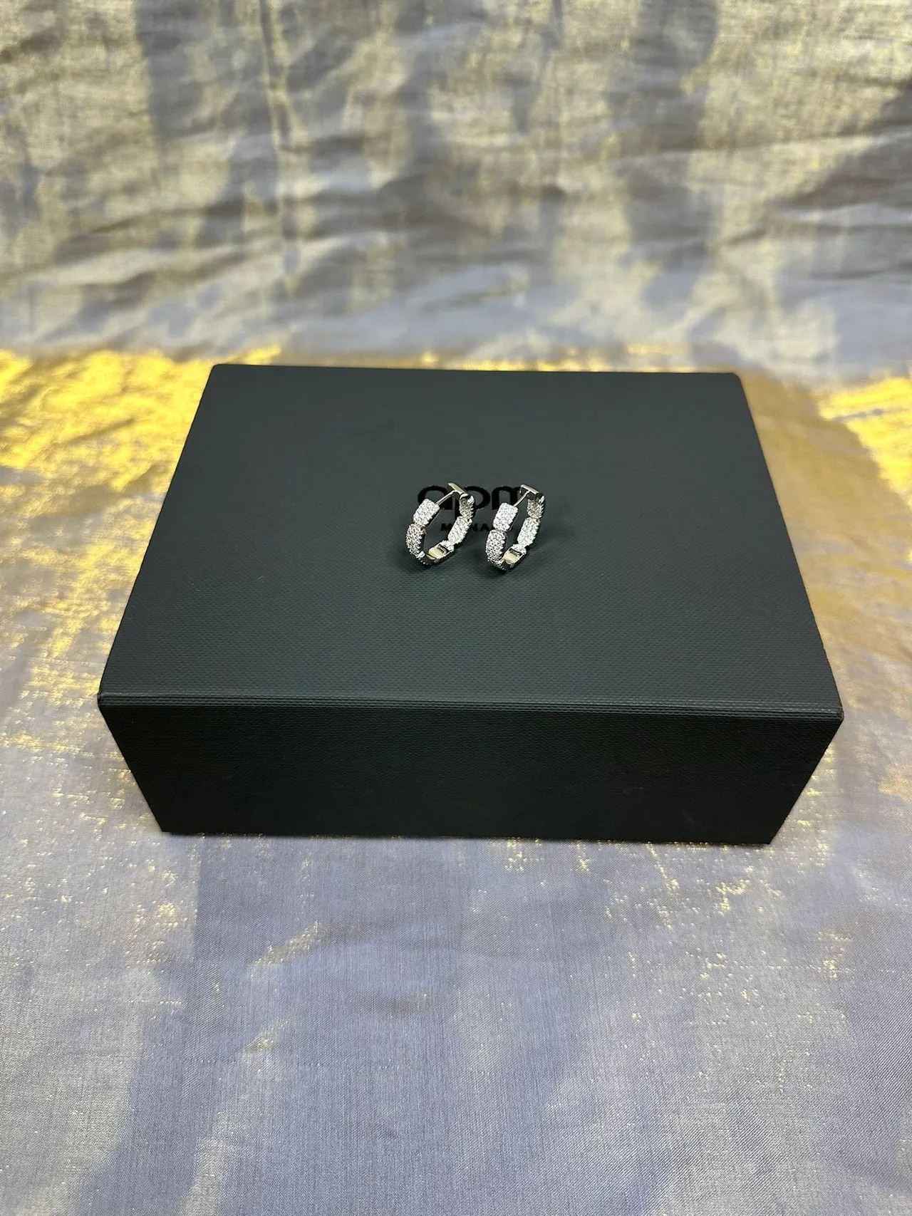 Pavé-Set Silver-Toned Hoop Earrings 6