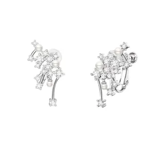 Pearl and Crystal Floral Cluster Earrings