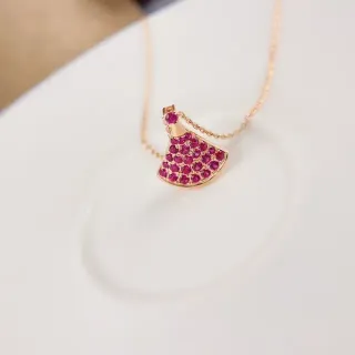 Collier Pendentif Fan-Shaped Pavé Or Rose Ajustement Rose