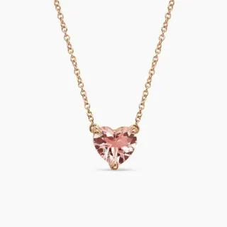 Collier avec pendentif en forme de cœur en or rose et gemmes facettées
