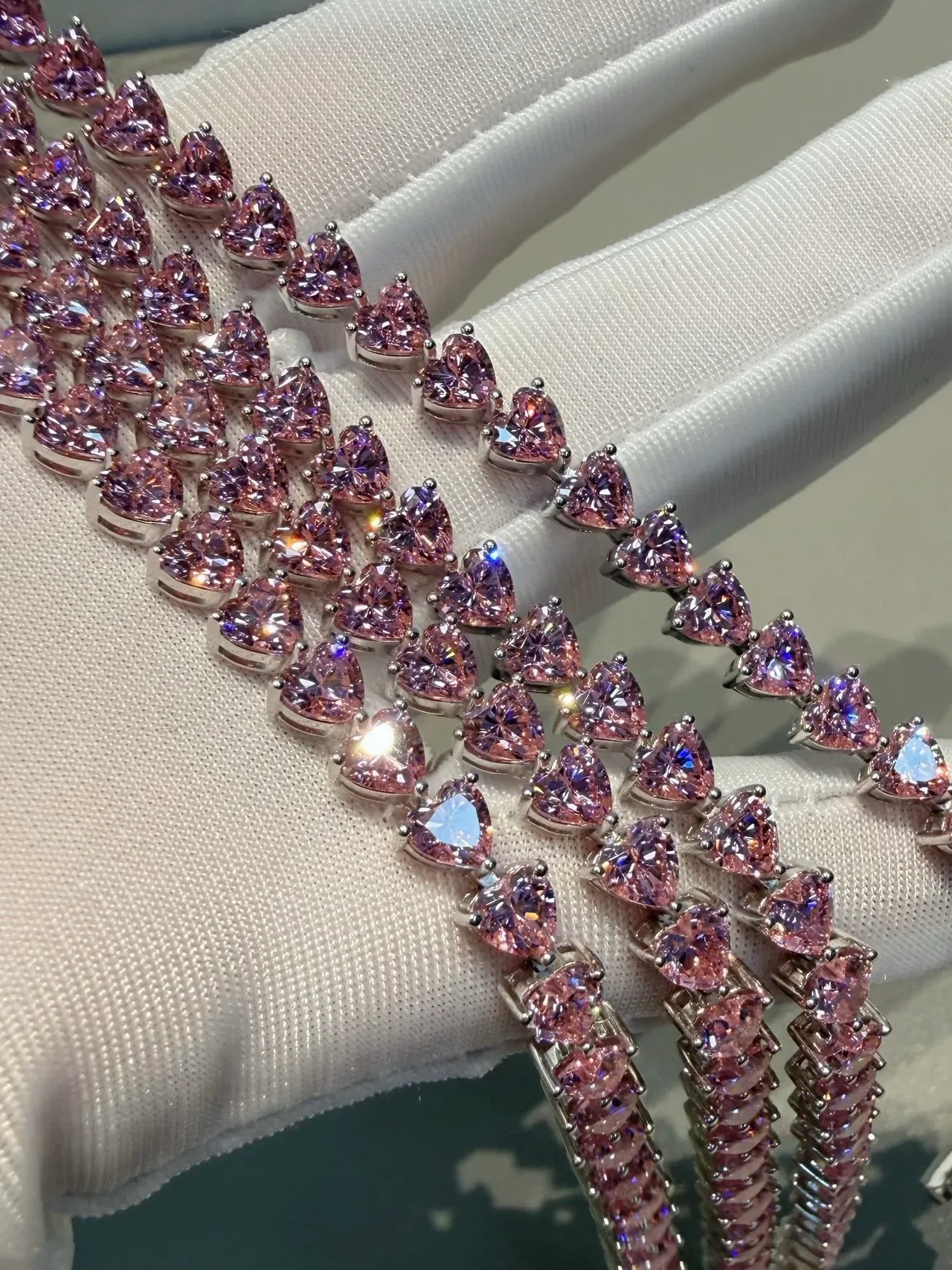 Pink Teardrop Gemstone Prong-Set Strand Necklaces 8