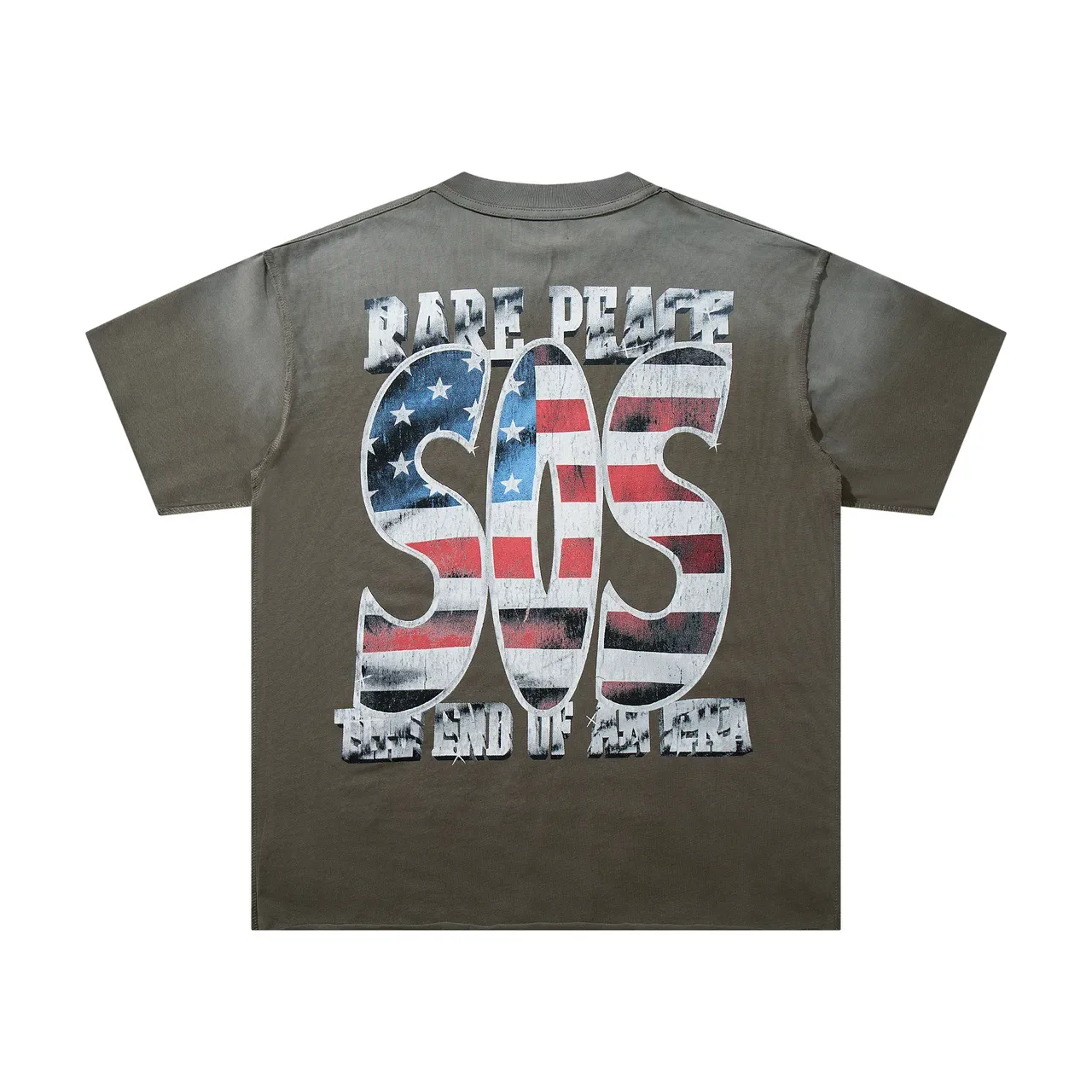 T-shirt graphique Rare Peace Cue The Chaos SOS vert armée 5