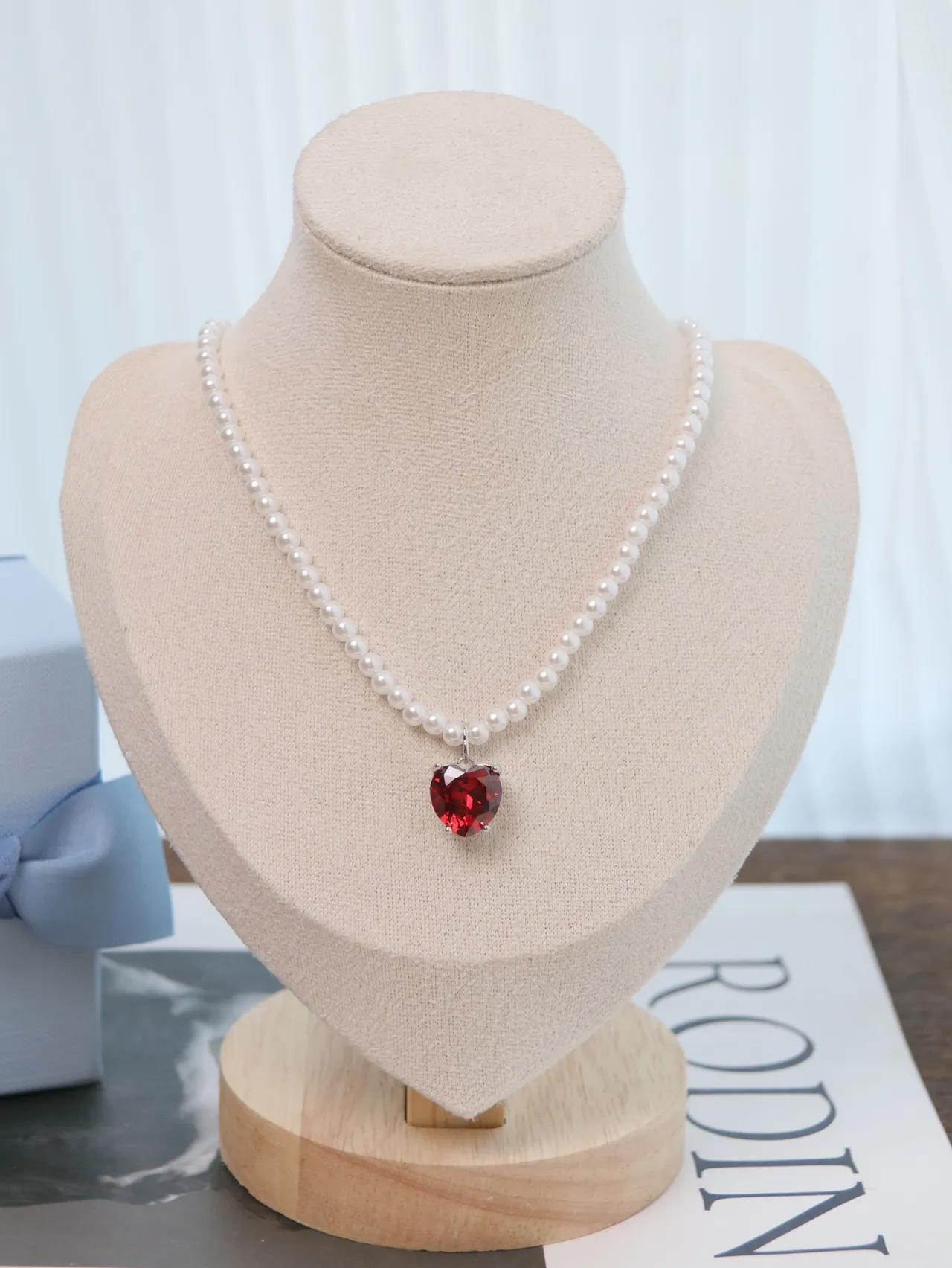Red Crystal Heart Wire Wrap Earrings 5