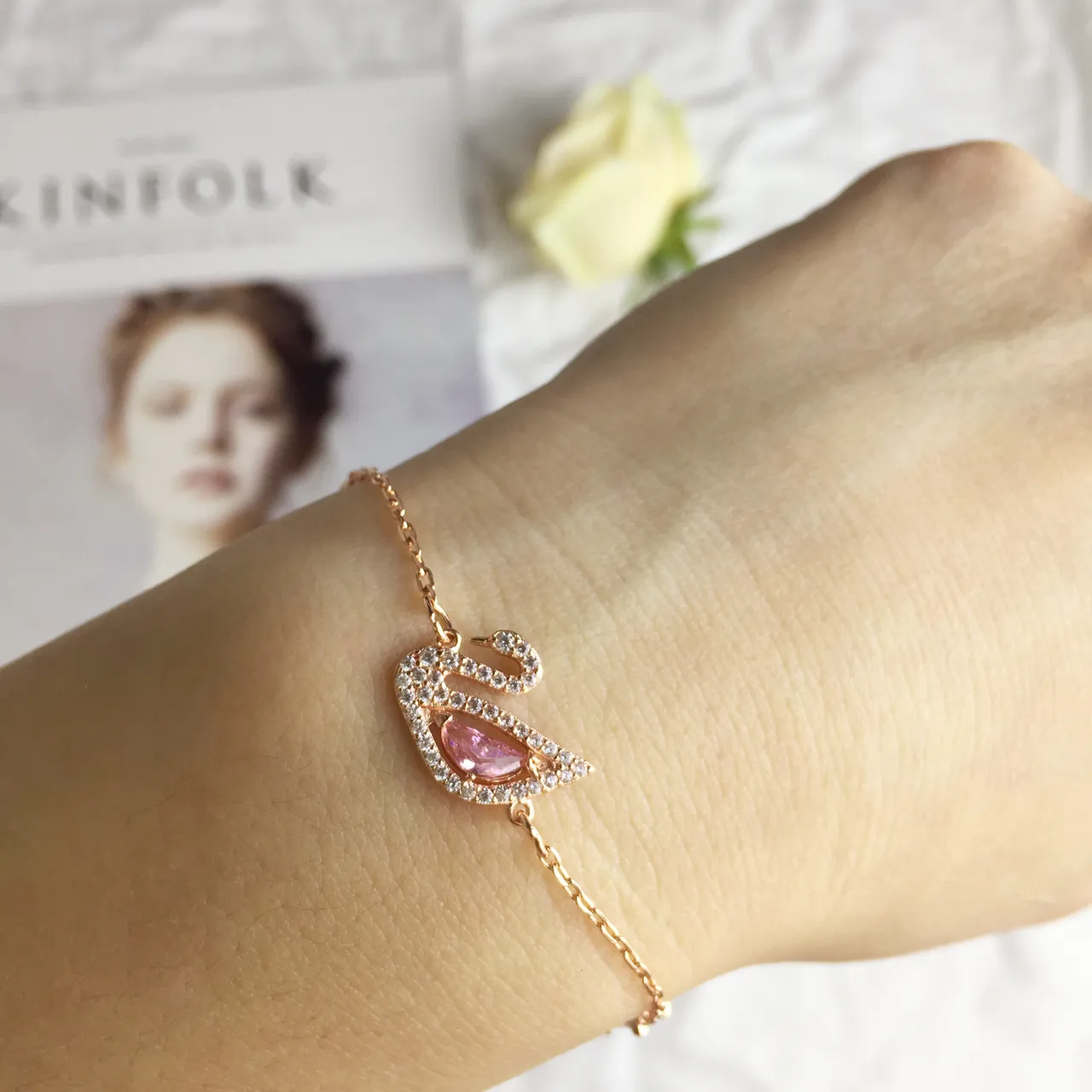 Rose Gold Swan Crystal Necklace 3