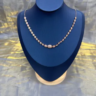 গোলাপি সোনার টোন Pavé Oval এবং Marquise Link নেকলেস