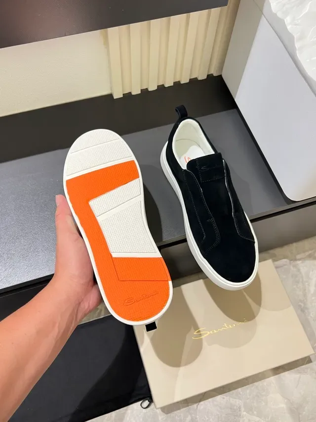 Santoni Slip-On Sneaker Black White Suede Upper Sneakers 4