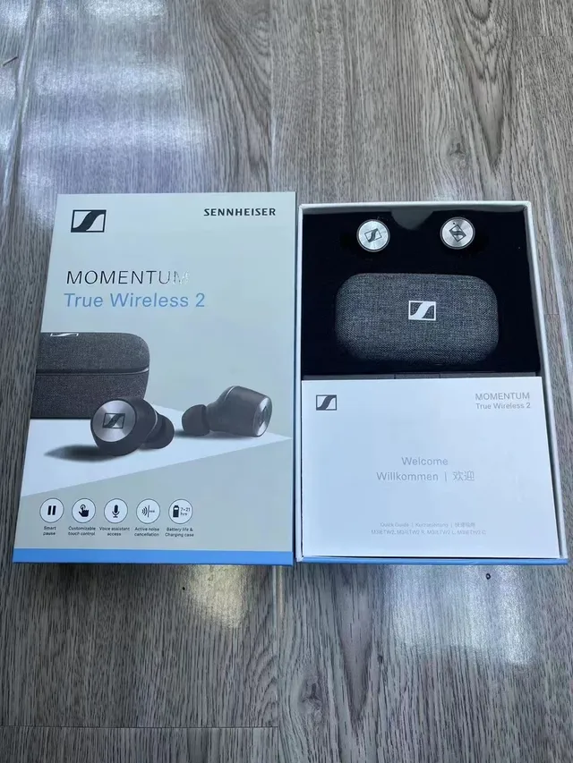 Sennheiser Momentum True Wireless Noir Argent Mat Circulaires Plaques TWS Écouteurs 6