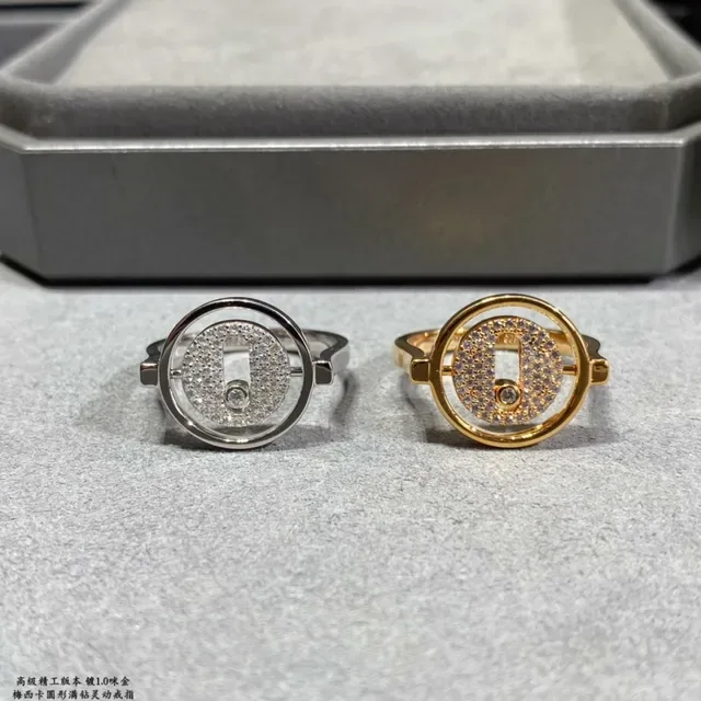 Silver and Gold Tone Rotating Bezel Pavé Stone Rings — catalogue reference via WWTop Yupoo