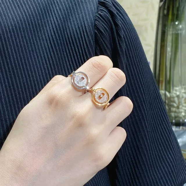 Silver and Gold Tone Rotating Bezel Pavé Stone Rings 9