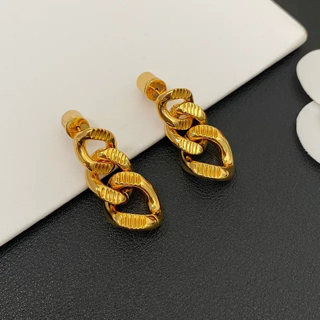 Silver and Gold Twisted Link Chain Drop Earrings 6