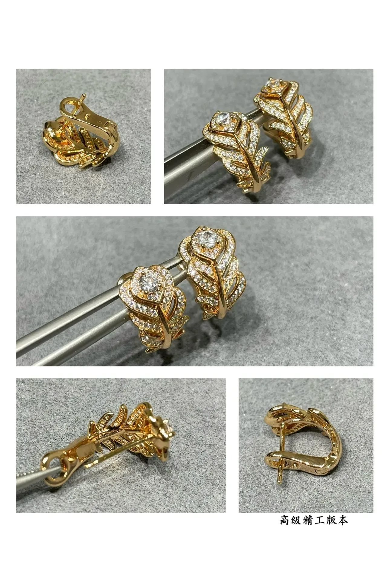 Silver Floral Pavé-Set Hinged Lever-Back Earrings 3