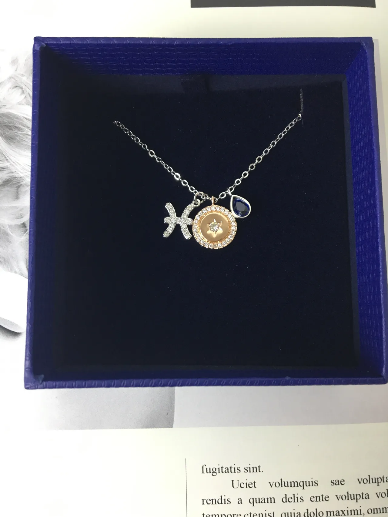 Silver Gold Multi-Charm Pendant Pavé-Set Stones Necklace 3