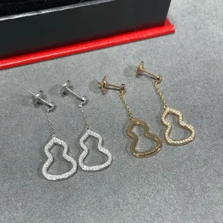 أقراط فضية وذهبية مفتوحة الخطوط شكل يقطين pavé-set أحجار