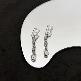 سوارات أذن فضية بحرف B سلسلة قطرة