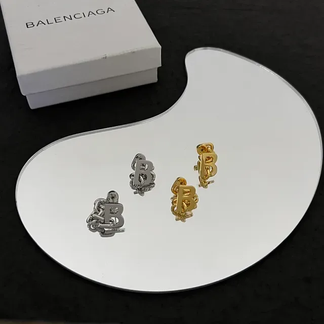 Silver Letter B Chain Drop Earrings 6