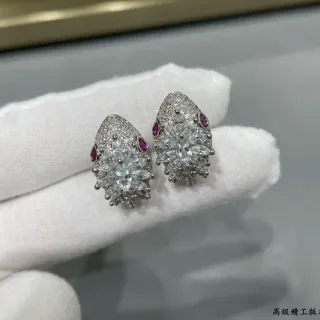 Aretes de plata con cluster de flores rojas pavé-set de piedras transparentes