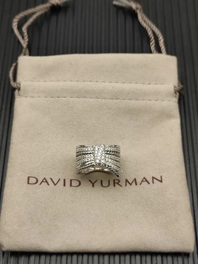 Silver-Tone Pavé-Set Rope-Textured Multi-Band Stackable Ring 7