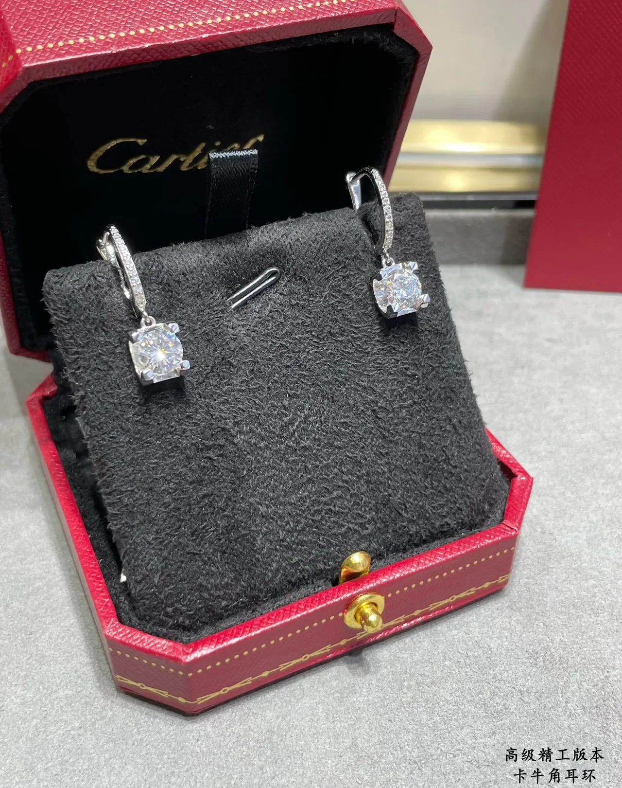 Silver-Tone Square-Cut Stone Dangling Hoop Earrings 5