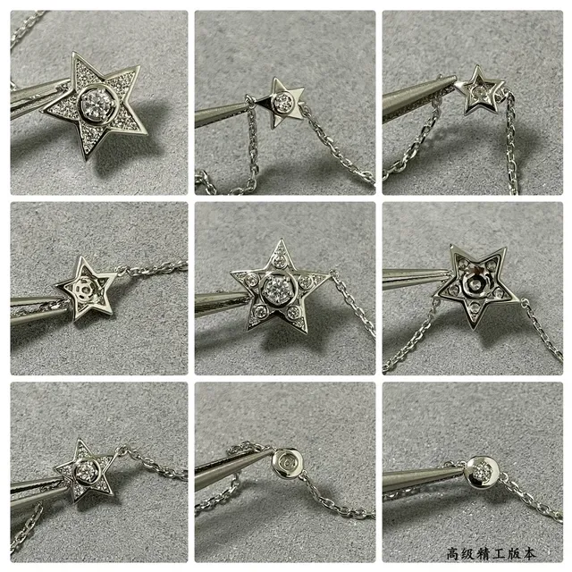 Colar com pingente de estrela e cristal tom prateado e corrente longa 4