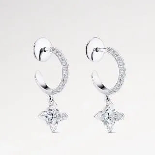 Brincos de prata com aro bisagra e gemas pavé transparentes