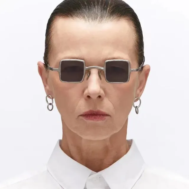 Square-Frame Thin Metal Rim Sunglasses 9