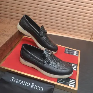 Stefano Ricci Horsebit Loafer কালো কুমির এমবসড চামড়ার লুফার