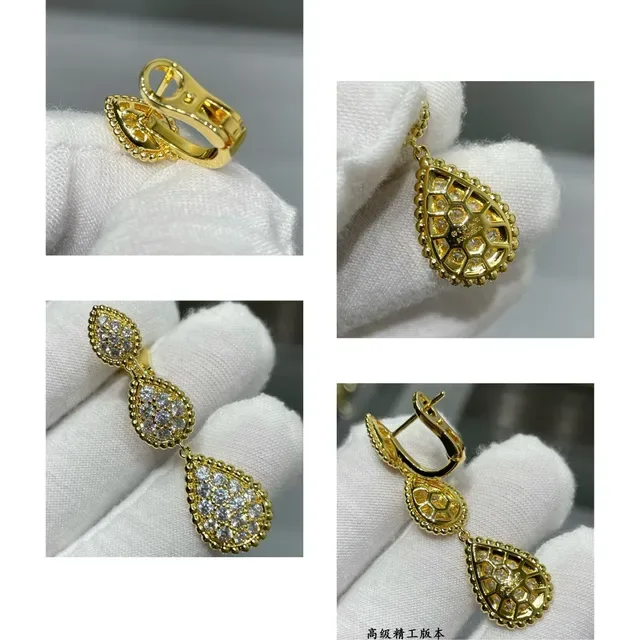 Three-Tier Teardrop Pavé Gold-Tone Dangling Earrings 5