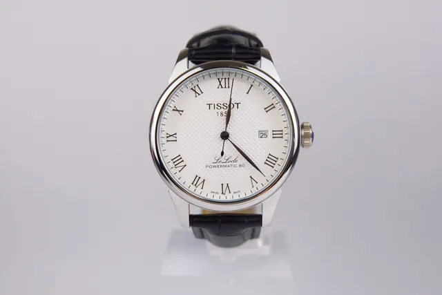 Tissot Le Locle Powermatic 80 सफेद डायल काला लेदर यांत्रिक घड़ी 2
