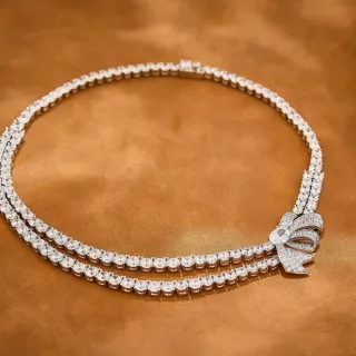 Triple-Row Pavé Crystal Bow Choker Necklace