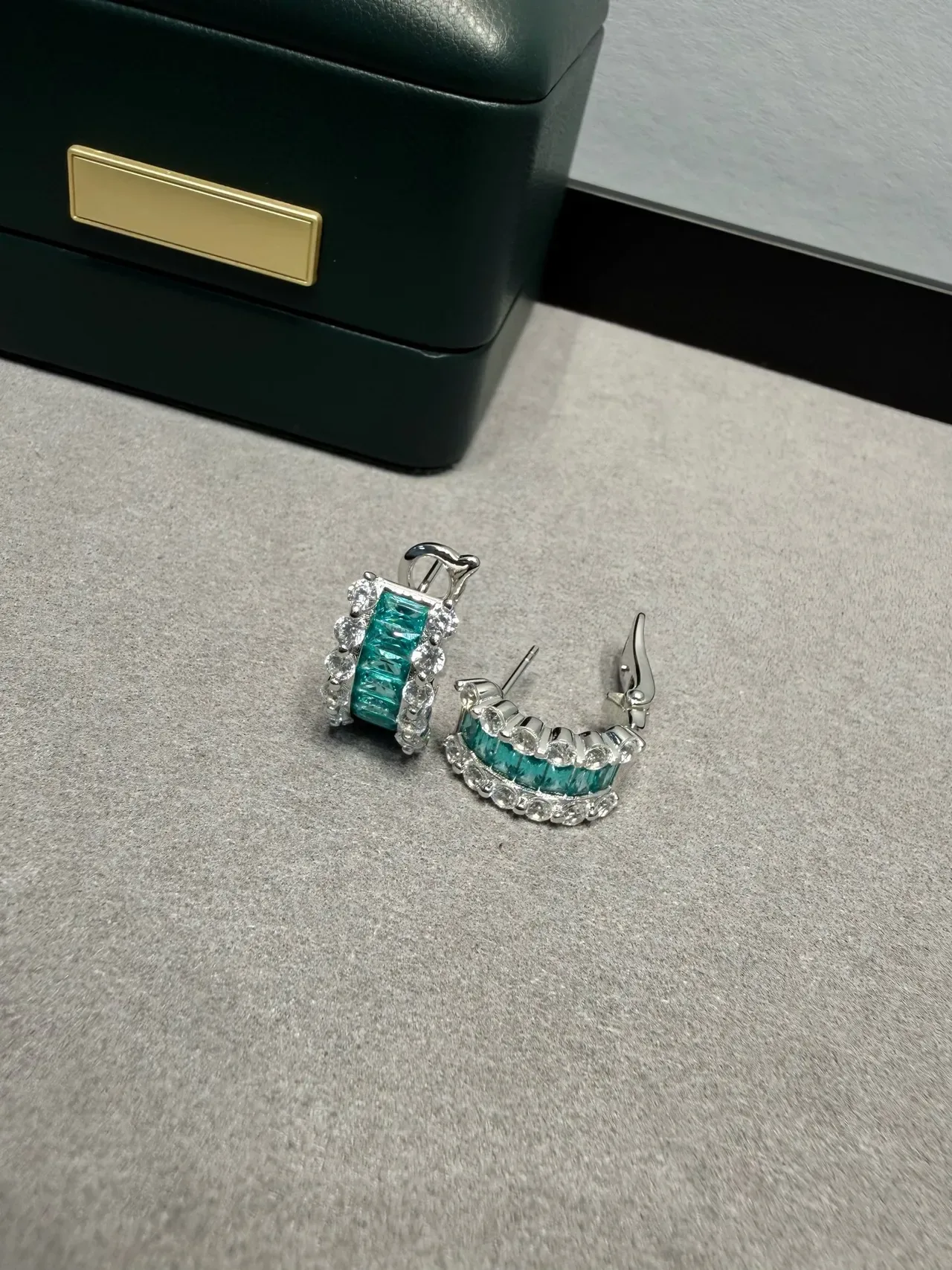 Turquoise and Crystal Clip-On Earrings 3