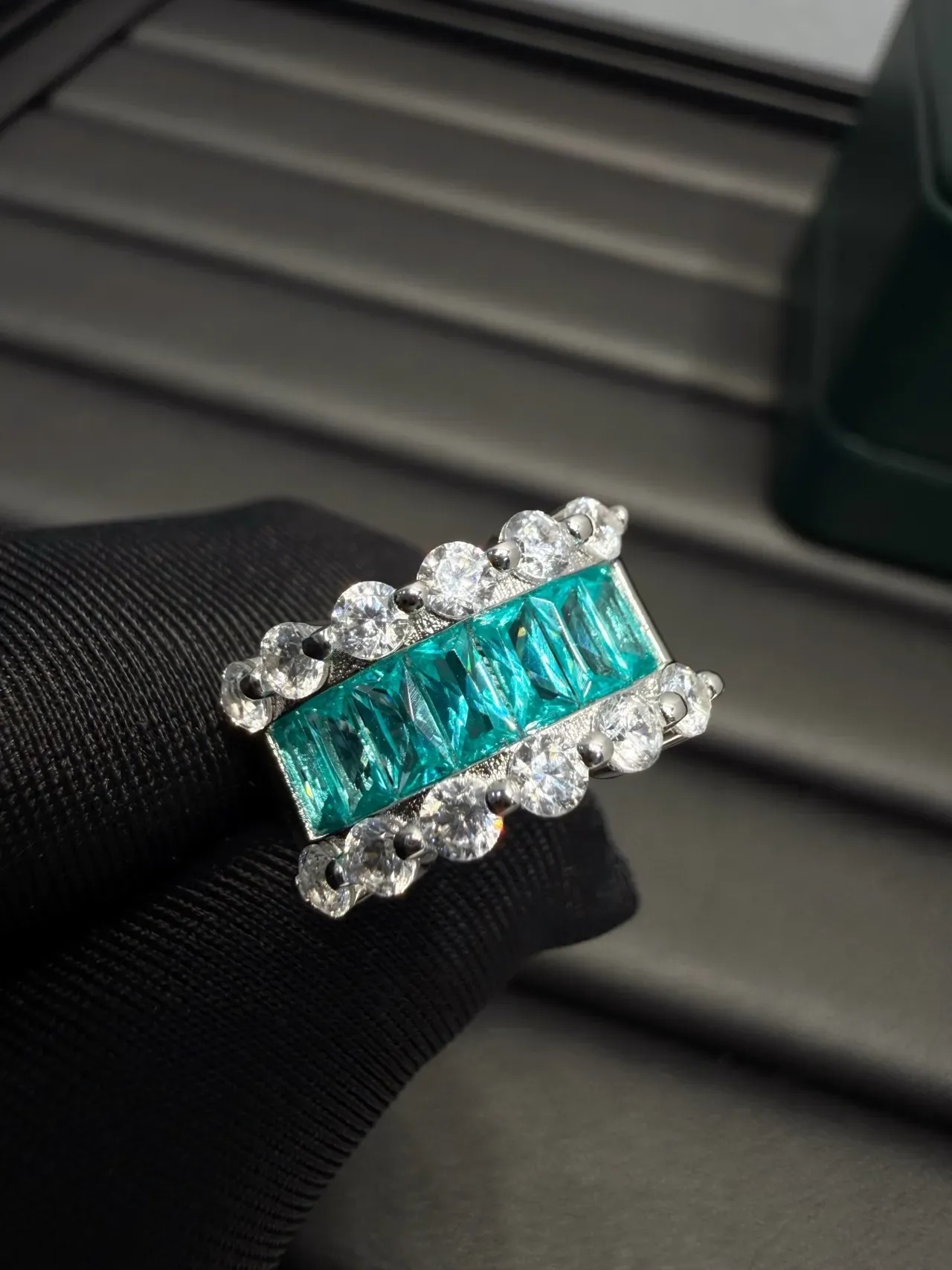 Turquoise and Crystal Clip-On Earrings 4