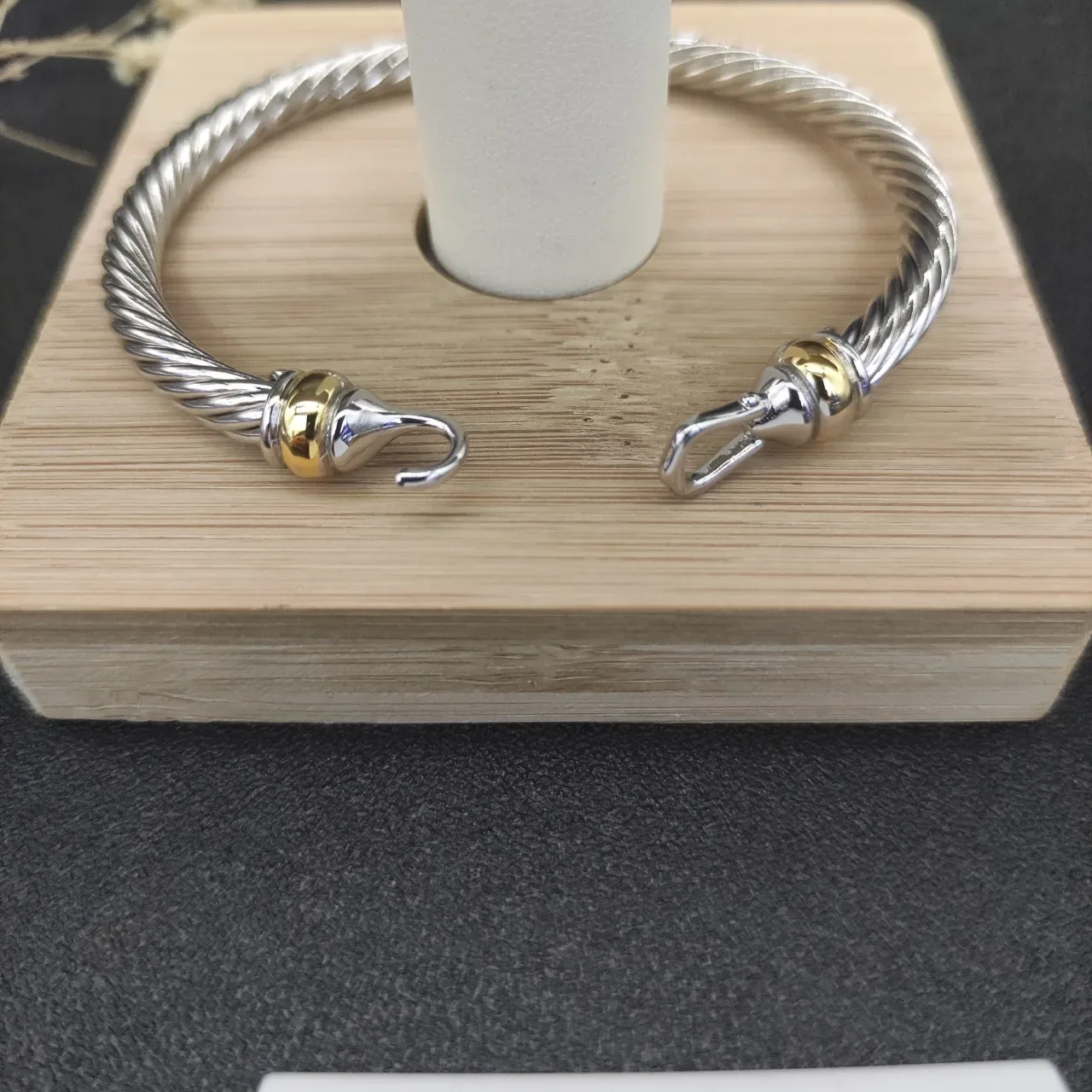 Twisted Cable Two-Tone Hook Clasp Bracelet 2