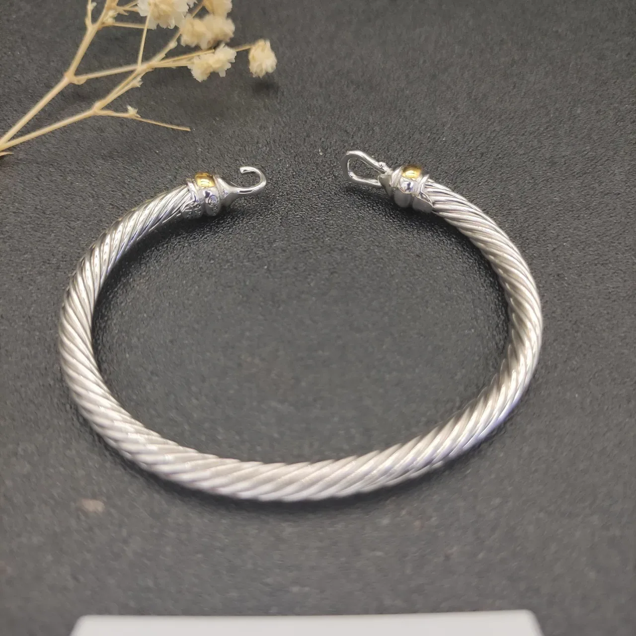 Twisted Cable Two-Tone Hook Clasp Bracelet 4