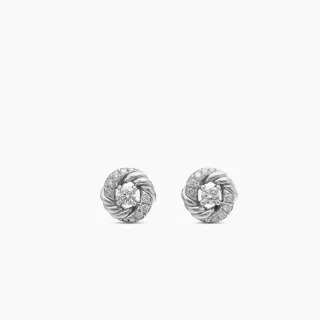 Motivo de corda retorcida Pavé Halo Stud Brincos