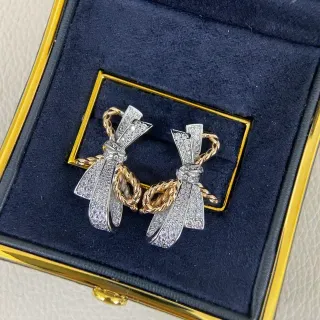 টুটোন গোল্ড পাভে বো এবং রোপ ইয়াররিংস