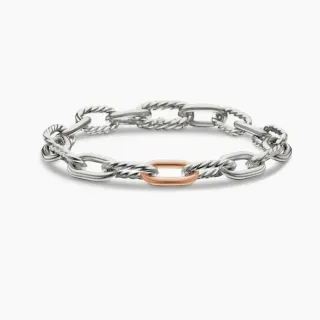 Two-Tone Twisted Rope-Link Chain Bracelet