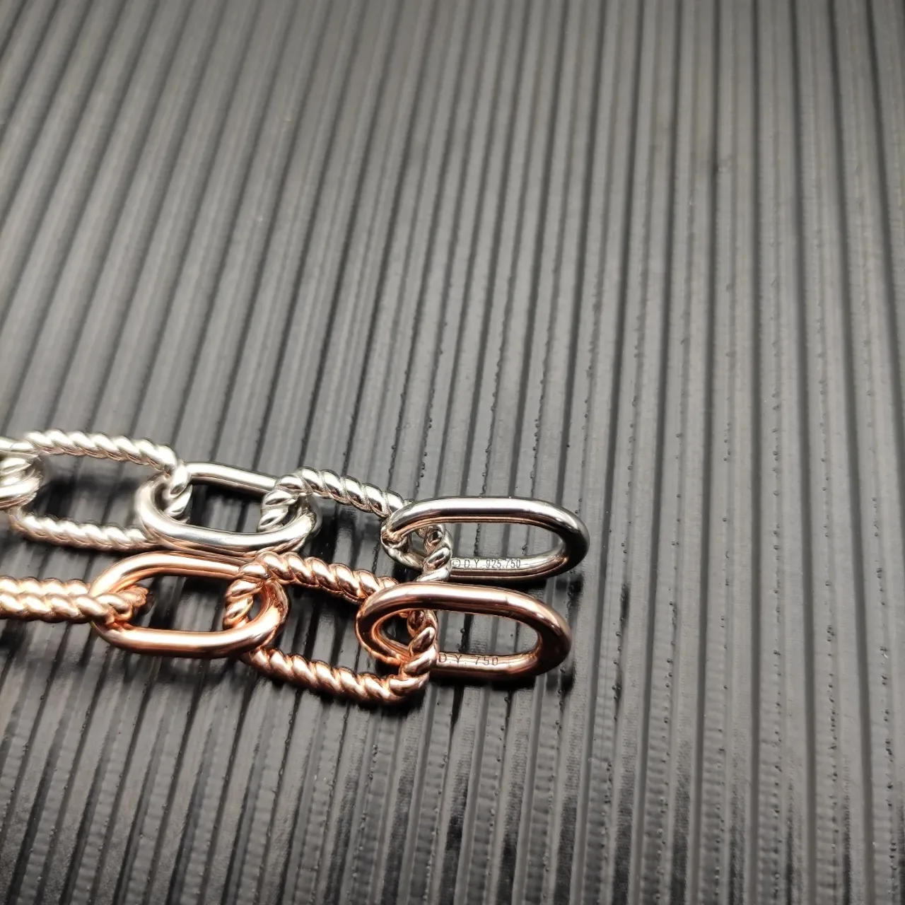 Two-Tone Twisted Rope-Link Chain Bracelet 3