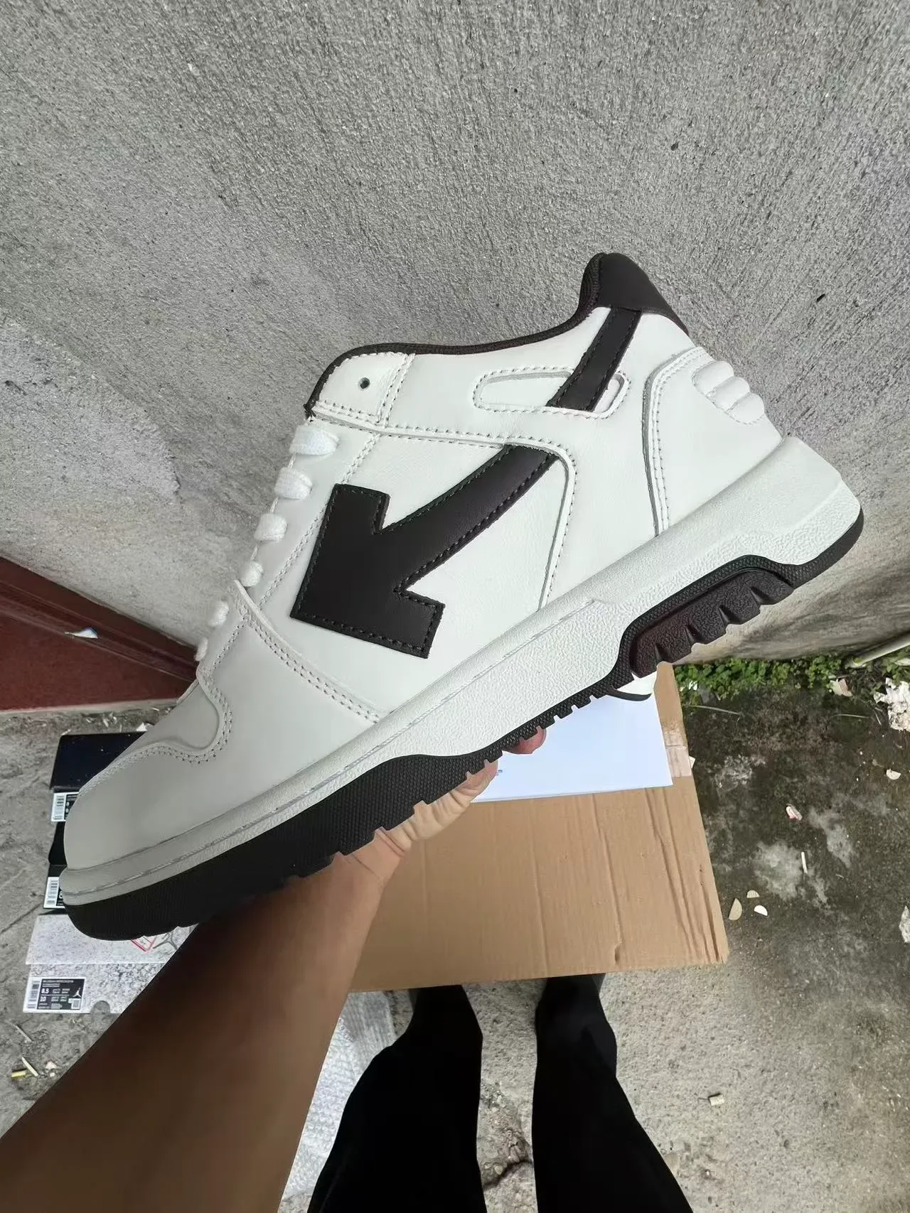 White and Black Arrow Panel Lifestyle Sneaker 5
