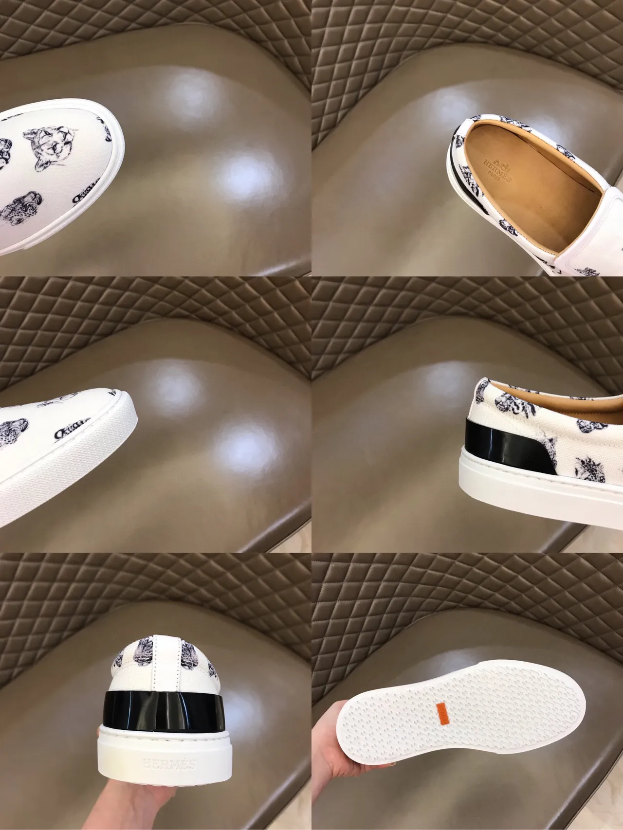 Chaussures en toile à imprimé animal blanc, slip-on 2