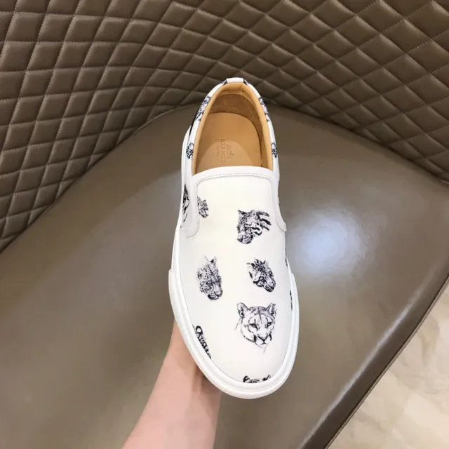 Chaussures en toile à imprimé animal blanc, slip-on 4