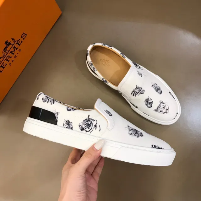 Chaussures en toile à imprimé animal blanc, slip-on 6