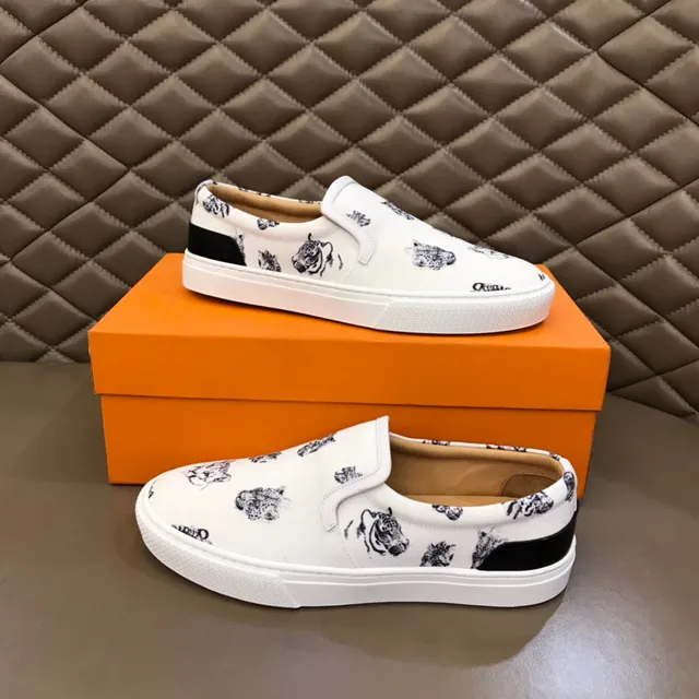 Chaussures en toile à imprimé animal blanc, slip-on 7