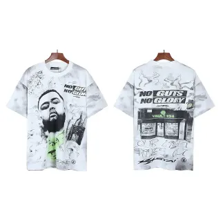 Camiseta oversized estampado gráfico integral blanco y negro